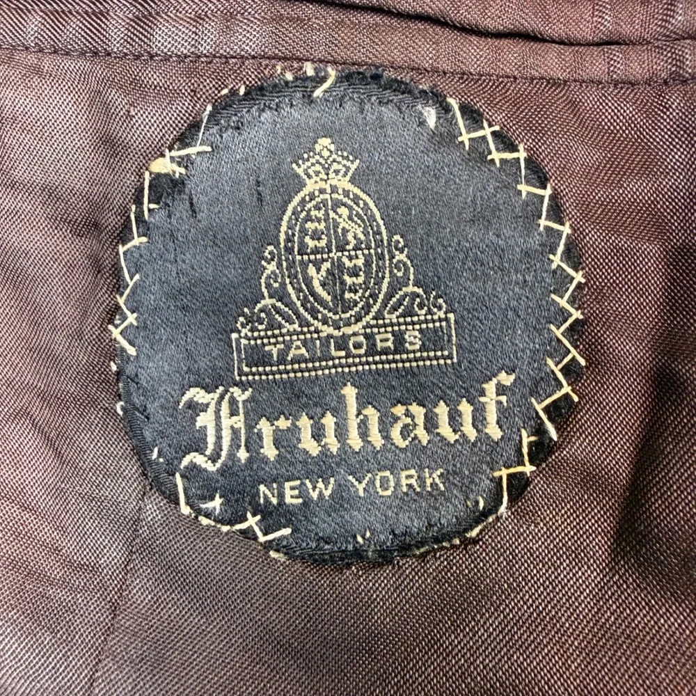 Fruhauf New York Mens Plaid Blazer Large Green Navy Tartan Gold Crest Buttons
